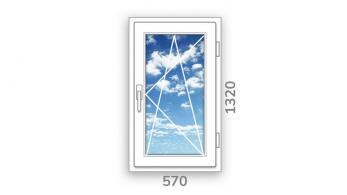 Готовое одностворчатое окно ПВХ Brusbox поворотно-откидное Accado правое 3 стекла (1320x570x60)