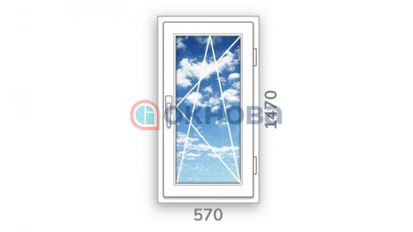 Готовое одностворчатое окно ПВХ Brusbox поворотно-откидное Accado правое 3 стекла (1470x570x60)