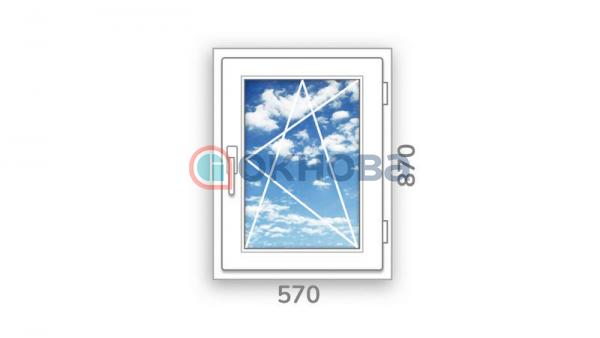 Готовое одностворчатое окно ПВХ Brusbox поворотно-откидное правое Accado 3 стекла (870x570x60)