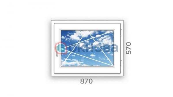 Готовое одностворчатое окно ПВХ Brusbox поворотно-откидное Accado правое 3 стекла (570x870x60)