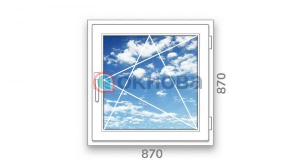 Готовое одностворчатое окно ПВХ Brusbox Accado поворотно-откидное правое 3 стекла (870x870x60)