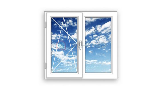 Готовое двухстворчатое  окно ПВХ Rehau поворотно-откидное Poto  левое  3 стекла (1200x1200x70)