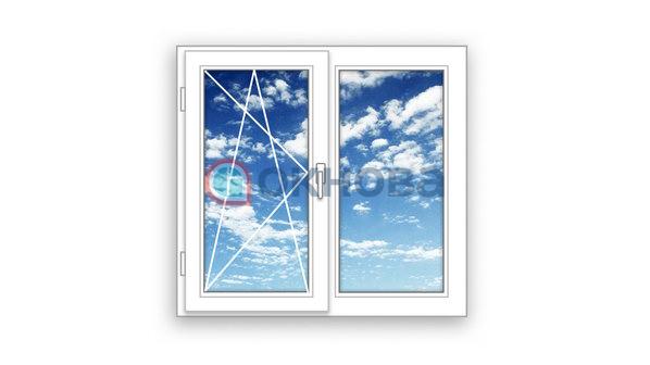 Готовое двухстворчатое  окно ПВХ Brusbox поворотно-откидное левое Accado   3 стекла (1200x1200x70)