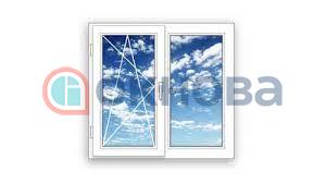 Готовое двухстворчатое окно ПВХ Brusbox глухое 3 стекла (1200x1400x70)