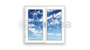 Готовое двухстворчатое  окно ПВХ Brusbox глухое   2 створки   3 стекла (1400x1000x70)