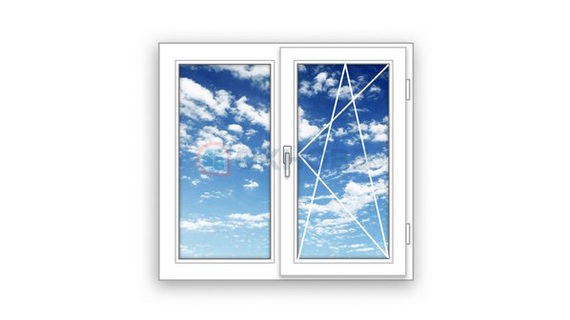 Готовое двухстворчатое  окно ПВХ Rehau поворотно-откидное Maco  правое 3 стекла (1200x1200x70)