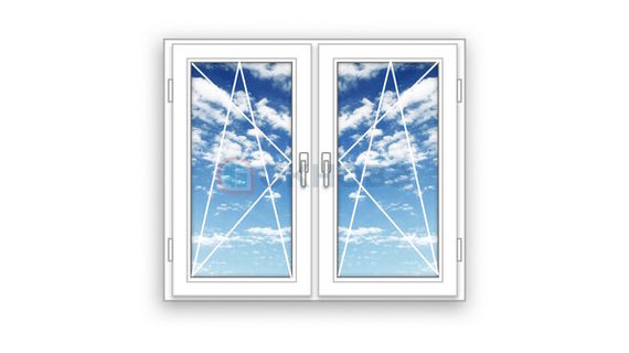 Готовое двухстворчатое  окно ПВХ Rehau поворотно-откидные   2 створки Maco 3 стекла (1400x1000x70)