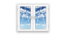 Готовое двухстворчатое  окно ПВХ Brusbox поворотно-откидное 2 створки Roto 3 стекла (1400x1000x70)