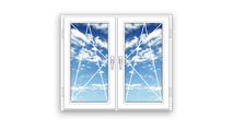 Готовое двухстворчатое  окно ПВХ Brusbox поворотно-откидные створки  Maco 3 стекла (1400x1300x70)