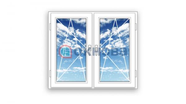 Готовое двухстворчатое  окно ПВХ Brusbox поворотно-откидные створки  Maco 3 стекла (1200x1000)