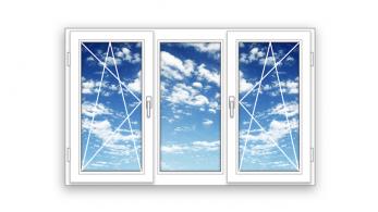 Готовое трехстворчатое окно ПВХ Brusbox поворотно-откидное Accado 2 створки по краям 3 стекла (2000x1300x70)