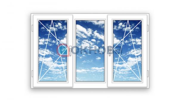 Готовое трехстворчатое окно ПВХ Brusbox поворотно-откидное Accado 2 створки по краям 3 стекла (1700x1000x70)