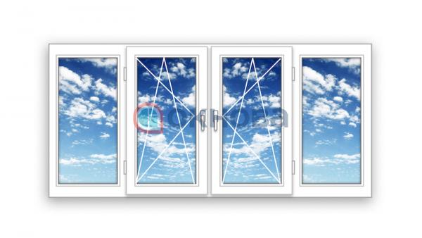 Готовая балконная рама ПВХ Rehau поворотно-откидная Accado две створки по центру 2 стекла (2800х1500х60)