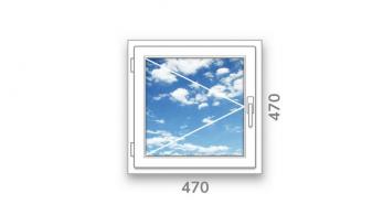 Готовое одностворчатое окно ПВХ Brusbox поворотное левое Accado 3 стекла (470x470x60)