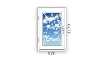 Готовое одностворчатое окно ПВХ Brusbox поворотно-откидное Accado правое 3 стекла (1170x570x60)