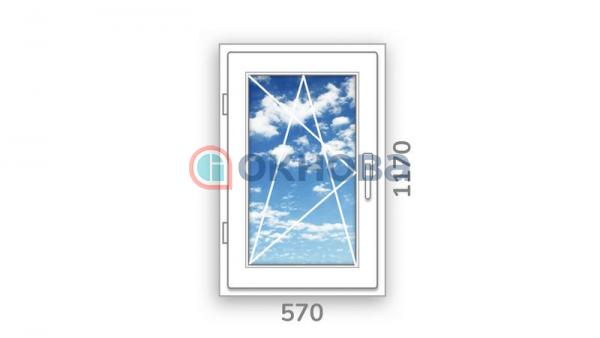 Готовое одностворчатое окно ПВХ Brusbox поворотно-откидное Accado левое 3 стекла (1170x570x60)