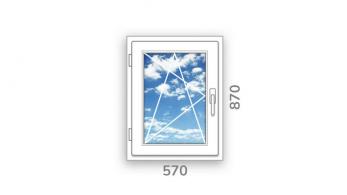 Готовое одностворчатое окно ПВХ Brusbox поворотно-откидное левое Accado 3 стекла (870x570x60)