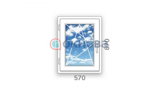 Готовое одностворчатое окно ПВХ Brusbox поворотно-откидное левое Accado 3 стекла (870x570x60)