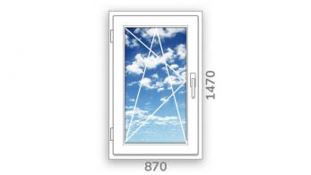 Готовое одностворчатое окно ПВХ Brusbox поворотно-откидное Accado левое 3 стекла (1470x870x60)