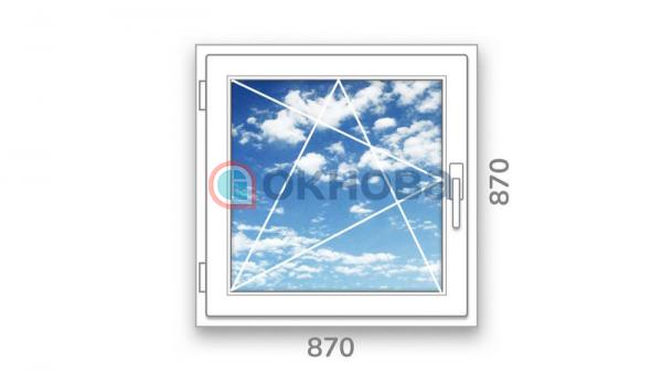 Готовое одностворчатое окно ПВХ Brusbox Accado поворотно-откидное левое 3 стекла (870x870x60)