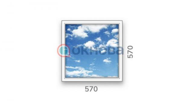 Готовое одностворчатое окно ПВХ Brusbox глухое 3 стекла (570x570x60)