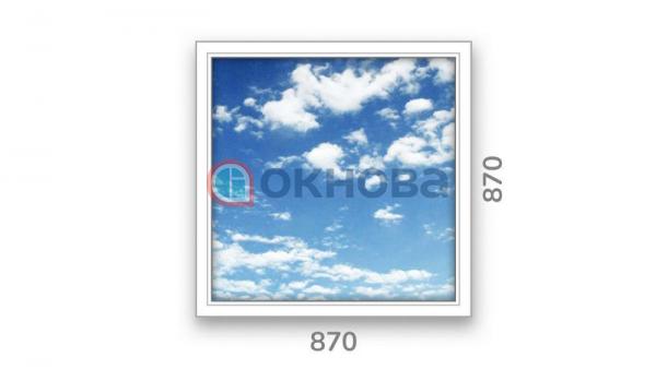 Готовое одностворчатое окно ПВХ Brusbox глухое 3 стекла (870x870x60)